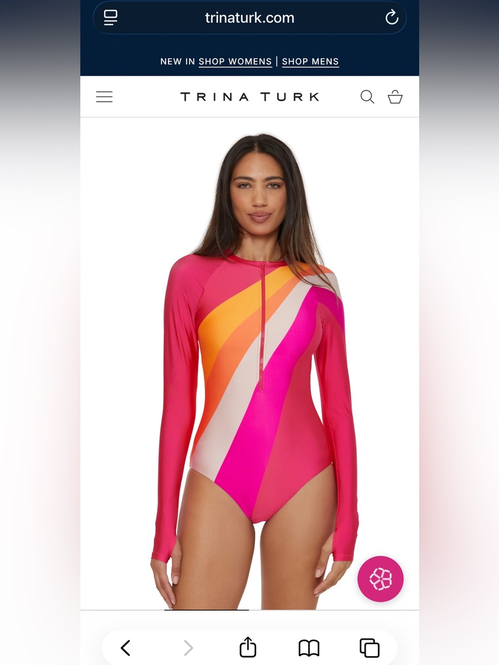 Trina Turk Long-Sleeve Zip-Up Paddlesuit in Sunburst Size XL NWT Rash Guard - Picture 7 of 7